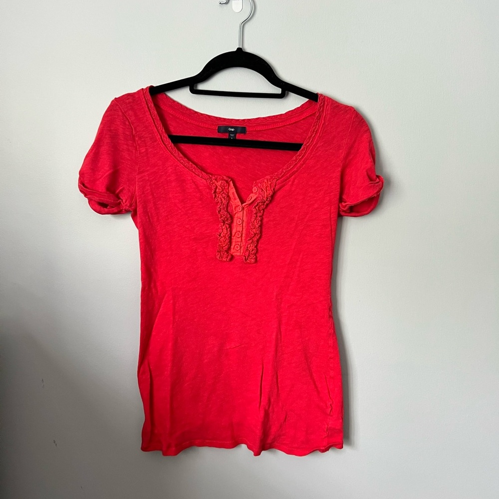 Red Blouse with Ruffle Detail by Gap